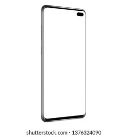 Modern frameless smartphone mockup with blank screen - side view. Vector illustration