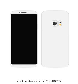Modern frameless smartphone vector mockup. Abstract style modern smartphones. Vector mockup 
isolated on white