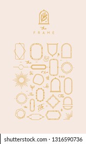 Modern frames and elements in flat style to create unique design drawing on beige color background