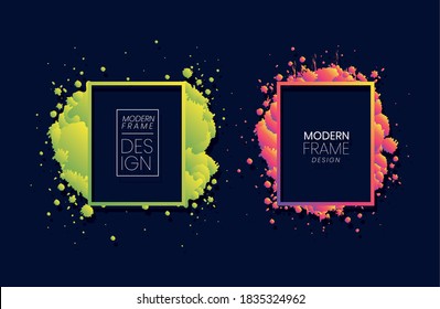 marcos modernos diseño de salpicadura verde y rosa de elemento decorativo Ilustración vectorial