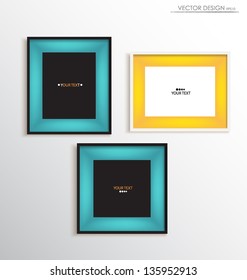 Modern frames on the wall, vector illustration.