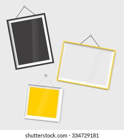 Modern frames on the wall, vector illustration.