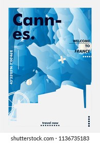 Modern France Cannes skyline abstract gradient poster art. Travel guide cover city vector illustration