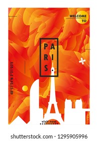 Modern France Paris skyline abstract gradient poster art. Travel guide cover city vector illustration