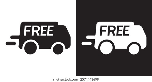 Modern Free Delivery Van Illustration for E-commerce and Logistics