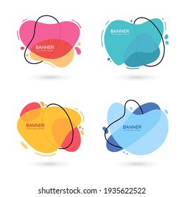 Modern Free Form Abstract Vector Banners. Flat Design Of Different Colors With Text Space.