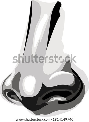 Modern free hand custom grayscale abstract illustration of a human nose front view angle. Illustrator eps vector graphic design.