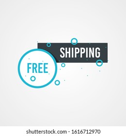 Modern Free shipping banner with flat style vector illustration. Isolated on white background. Advertising promotional price label in red color. Can be used for social media or digital campaign.