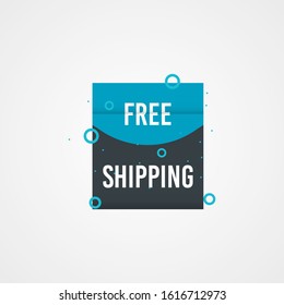 Modern Free shipping banner with flat style vector illustration. Isolated on white background. Advertising promotional price label in red color. Can be used for social media or digital campaign.