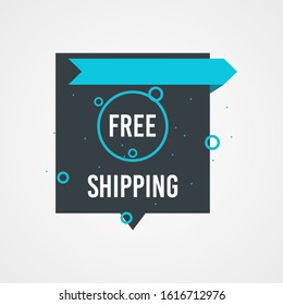 Modern Free shipping banner with flat style vector illustration. Isolated on white background. Advertising promotional price label in red color. Can be used for social media or digital campaign.