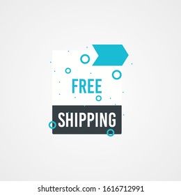Modern Free shipping banner with flat style vector illustration. Isolated on white background. Advertising promotional price label in red color. Can be used for social media or digital campaign.
