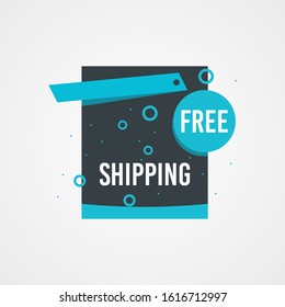 Modern Free shipping banner with flat style vector illustration. Isolated on white background. Advertising promotional price label in red color. Can be used for social media or digital campaign.