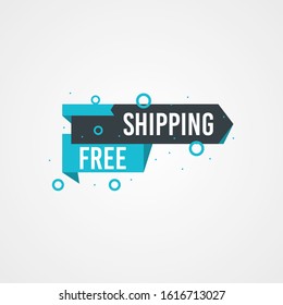 Modern Free shipping banner with flat style vector illustration. Isolated on white background. Advertising promotional price label in red color. Can be used for social media or digital campaign.