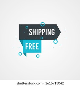 Modern Free shipping banner with flat style vector illustration. Isolated on white background. Advertising promotional price label in red color. Can be used for social media or digital campaign.