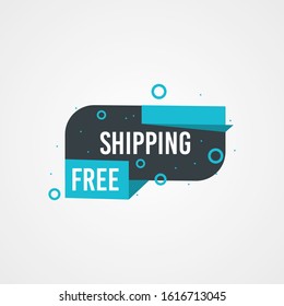 Modern Free shipping banner with flat style vector illustration. Isolated on white background. Advertising promotional price label in red color. Can be used for social media or digital campaign.