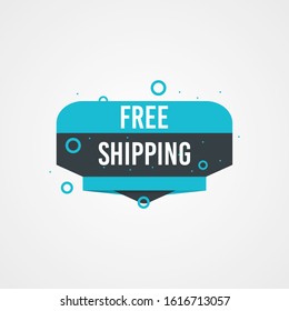 Modern Free shipping banner with flat style vector illustration. Isolated on white background. Advertising promotional price label in red color. Can be used for social media or digital campaign.