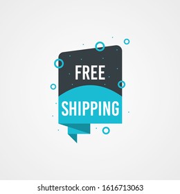 Modern Free shipping banner with flat style vector illustration. Isolated on white background. Advertising promotional price label in red color. Can be used for social media or digital campaign.