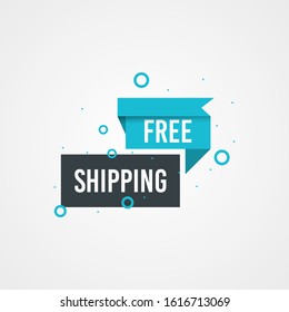 Modern Free shipping banner with flat style vector illustration. Isolated on white background. Advertising promotional price label in red color. Can be used for social media or digital campaign.