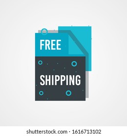 Modern Free shipping banner with flat style vector illustration. Isolated on white background. Advertising promotional price label in red color. Can be used for social media or digital campaign.