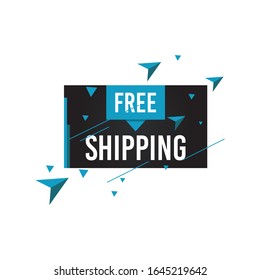 Modern Free shipping banner with flat style vector illustration. Isolated on white background. Advertising promotional price label in blue color. Can be used for social media or digital campaign.