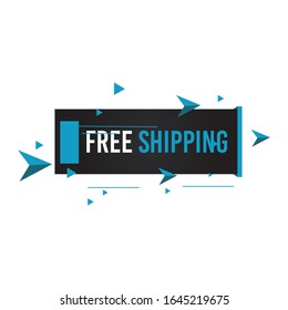 Modern Free shipping banner with flat style vector illustration. Isolated on white background. Advertising promotional price label in blue color. Can be used for social media or digital campaign.