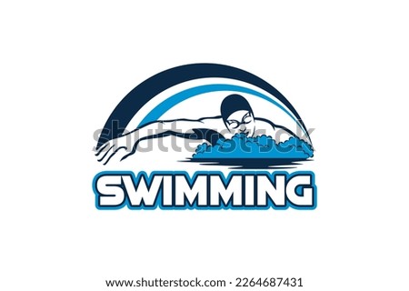 modern freestyle swimming person vector illustration for swimming sport athlete logo design
