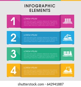 Modern freighter infographic template. infographic design with freighter icons includes . can be used for presentation, diagram, annual report, web design.