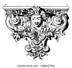 Modern French Console has a front view like a pendant triangle, interior Architects and Specifiers, Modern french decor, vintage line drawing or engraving illustration.