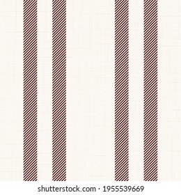 Modern french Farmhouse pattern in burgundy red and beige colors. Seamless vector background. Linen vintage kitchen fabric. Textile ribbon trim texture.