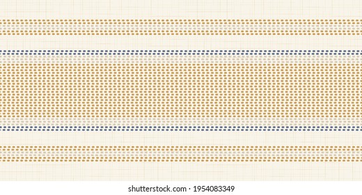 Modern french Farmhouse pattern in mustard yellow, teal blue and beige colors. Seamless vector background. Linen vintage kitchen fabric. Textile ribbon trim texture.