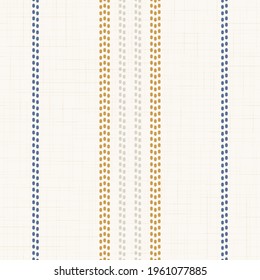 Modern french Farmhouse pattern in mustard yellow, teal blue and beige colors. Seamless vector background. Linen vintage kitchen fabric. Textile ribbon trim texture.