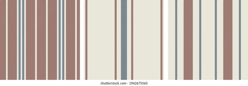 Modern french Farmhouse pattern set in teal blue, burgundy red and beige colors. Seamless vector background. Linen vintage kitchen fabric. Textile ribbon trim texture.