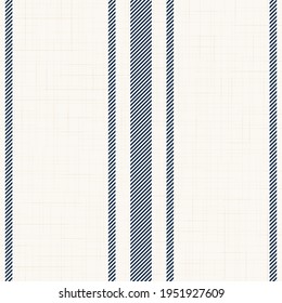 Modern french Farmhouse pattern in teal blue and beige colors. Seamless vector background. Linen vintage kitchen fabric. Textile ribbon trim texture.