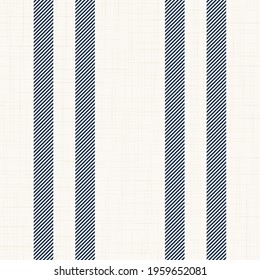 Modern french Farmhouse pattern in teal blue and beige colors. Seamless vector background. Linen vintage kitchen fabric. Textile ribbon trim texture.