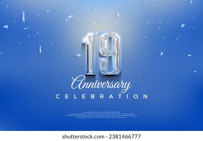 Modern and fresh. 19th anniversary celebration design. Premium vector background. Premium vector background for greeting and celebration.