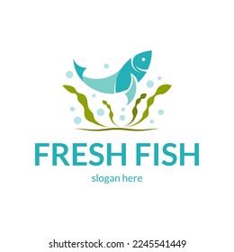Modern fresh fish symbol. Vector illustration.