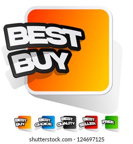 Modern and fresh vector illustration of stickers with text best buy