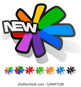 Modern and fresh vector illustration of stickers with text new