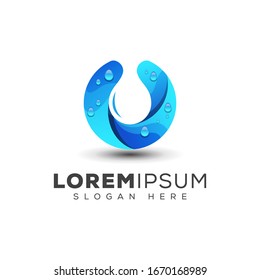 modern fresh water drop gradient logo design 