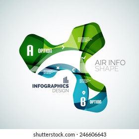 Modern fresh wave business infographics. Flowing wave shapes with sample numbers