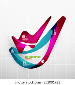 Modern fresh wave business infographics. Flowing wave shapes with sample numbers