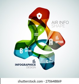Modern fresh wave business infographics. Flowing wave shapes with sample numbers