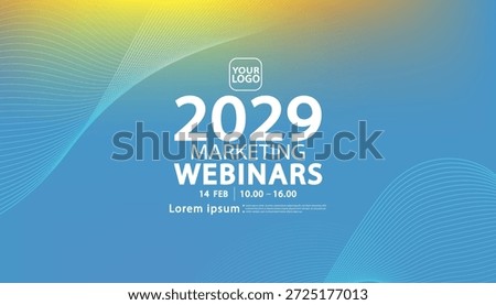 Modern and fresh webinar template design. Abstract soft blue and yellow gradient background. Layout concept for digital marketing, creative workshop, or education seminar with text placeholder.