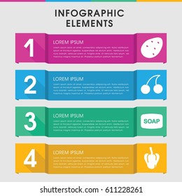 Modern freshness infographic template. infographic design with freshness icons includes potato, pepper. can be used for presentation, diagram, annual report, web design. 