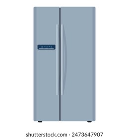 Modern Fridge Freezer refrigerator. Closed fridge. isolated on white background. Vector illustration in flat style.