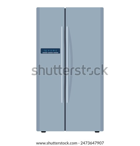 Modern Fridge Freezer refrigerator. Closed fridge. isolated on white background. Vector illustration in flat style.