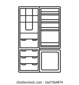 Modern fridge vector icon.Outline vector icon isolated on white background modern fridge.