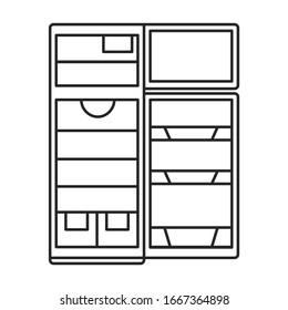 Modern fridge vector icon.Outline vector icon isolated on white background modern fridge.