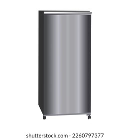 Modern fridges set. Realistic silver coolers, refrigerators of different size for hom.Flat fridge vector. Closed and open empty refrigerator. Blue fridge with healthy food, water, meet, vegetables.