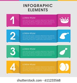 Modern fried infographic template. infographic design with fried icons includes egg, chicken leg. can be used for presentation, diagram, annual report, web design. 